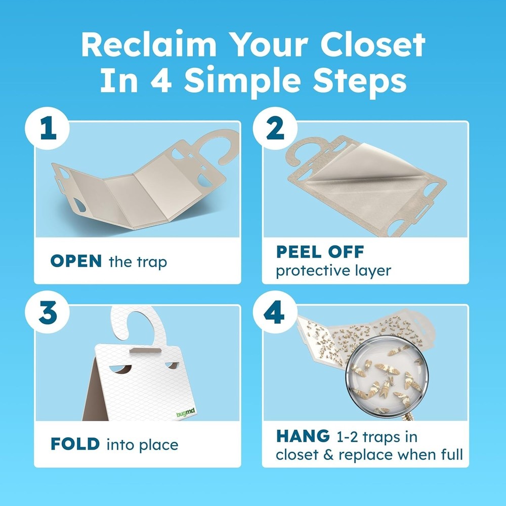 6 Count Clothes & Pantry Moth Traps - Safe & Effective Non-Toxic Solution