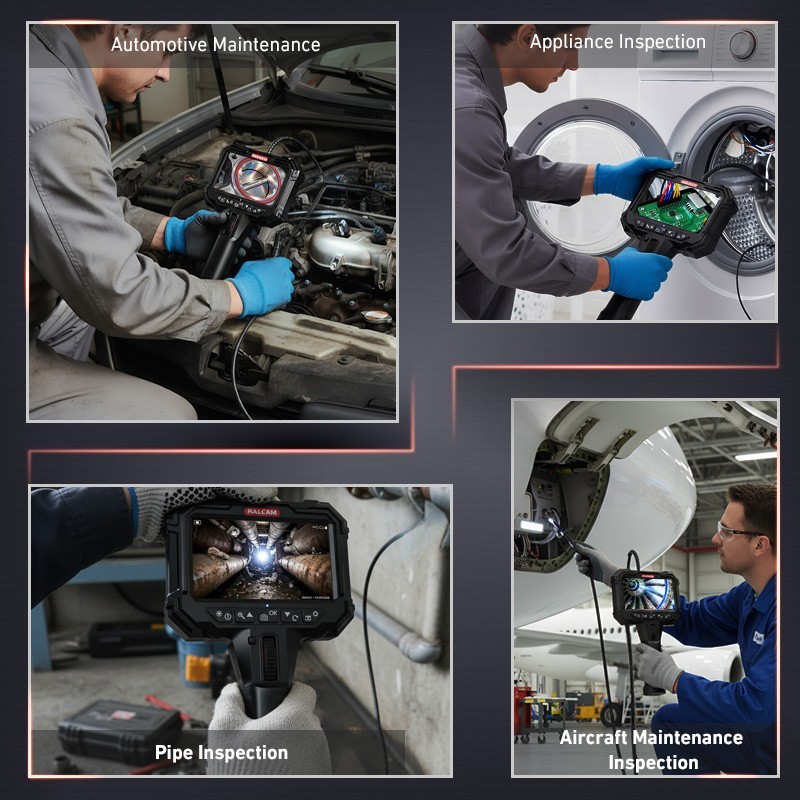 Ralcam Two-Way Borescope 5.5mm Industrial Endoscope Camera with Light 5ftFlexibl