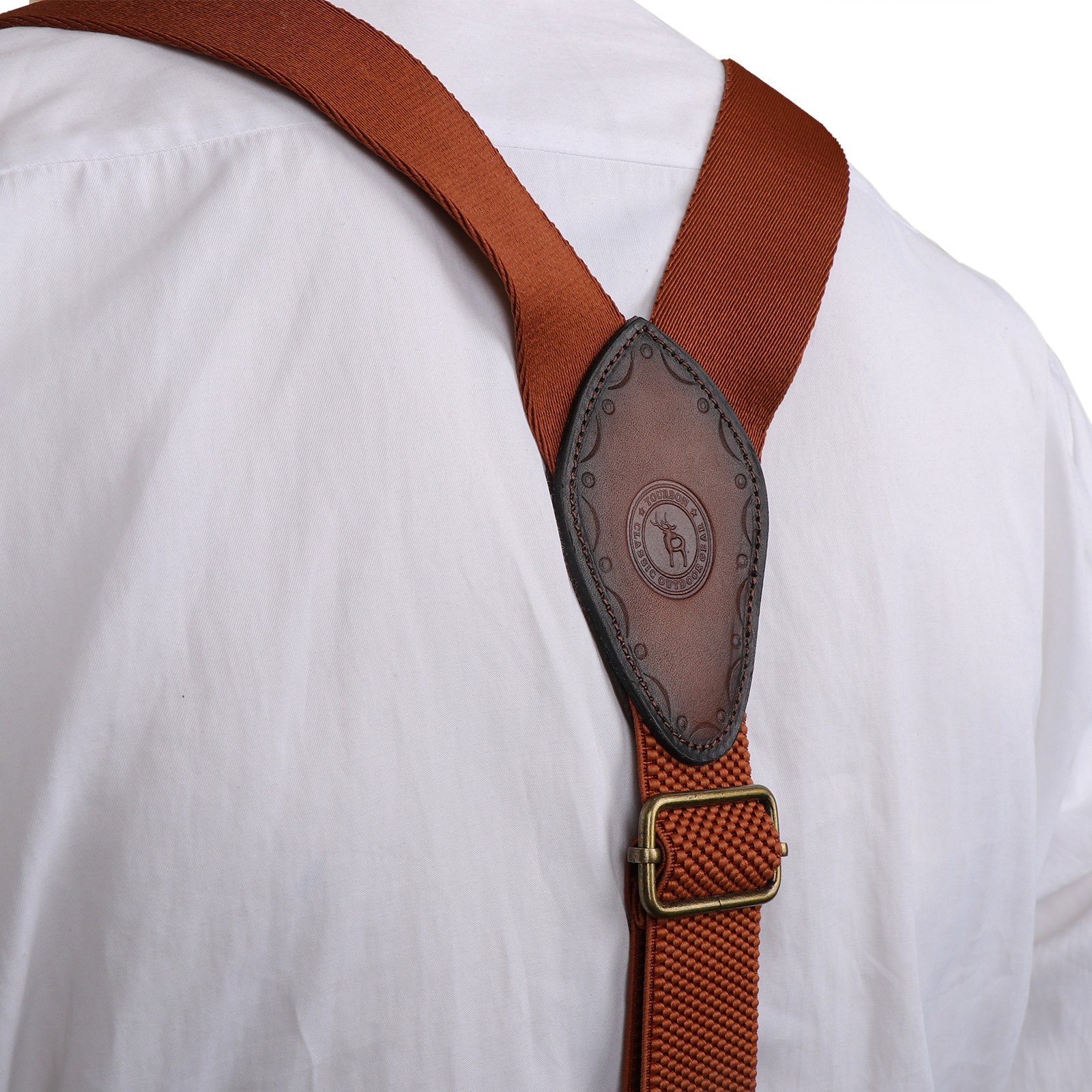 Tourbon Men's Suspenders Y Back Adjustable Y-Shaped Hooks Pants Braces Nonslip