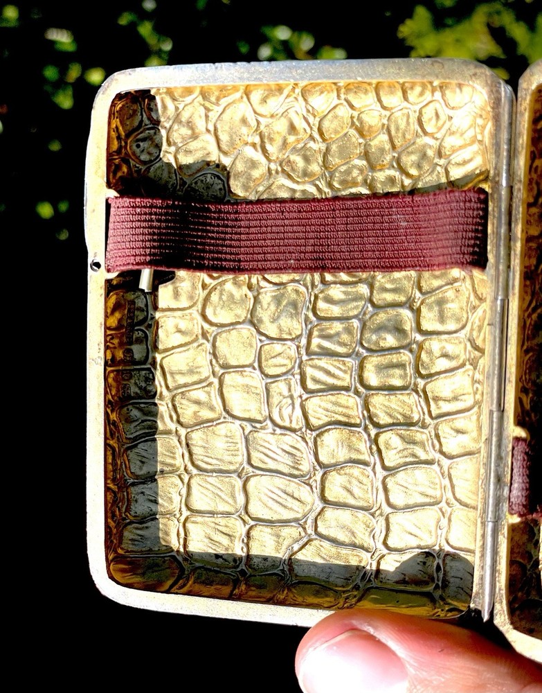 Solid Sterling Silver Hallmarked RARE Crocodile Design Cigarette Card Case