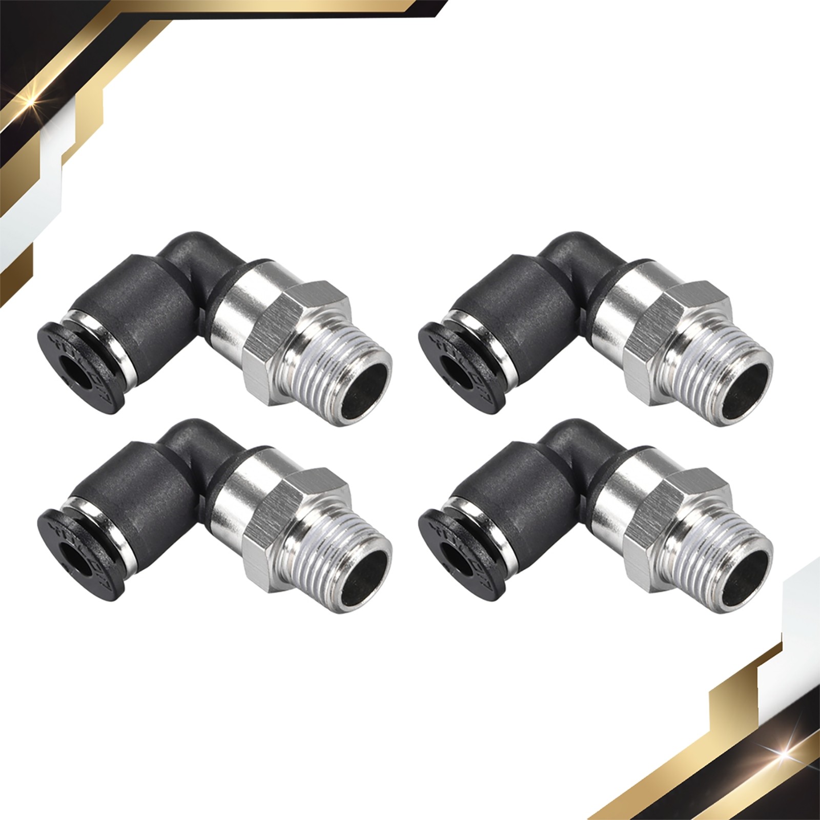 4PCS Push to Connect Tube Fitting Male Elbow 4mm Tube OD 1/8 NPT Thread
