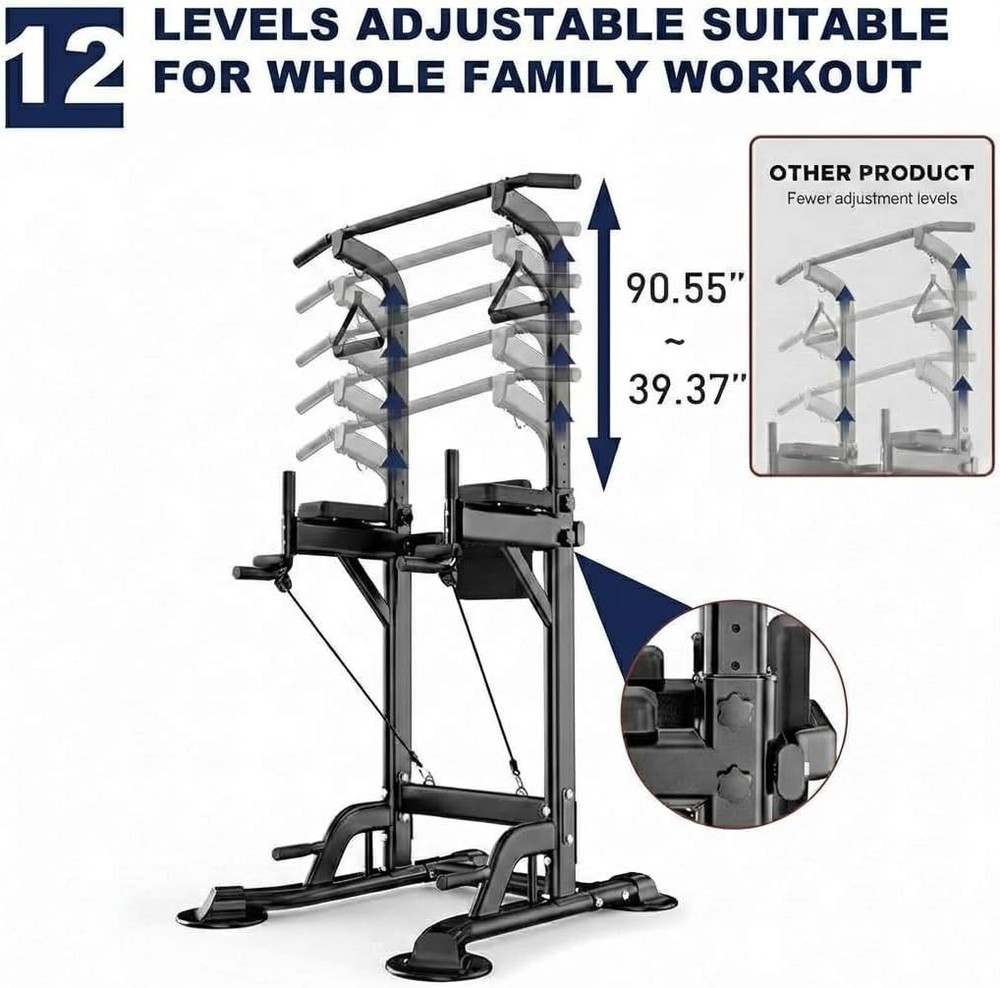 Power Tower Pull Up Bar Dip Station Assistive Trainer Multi-Function Home Gym