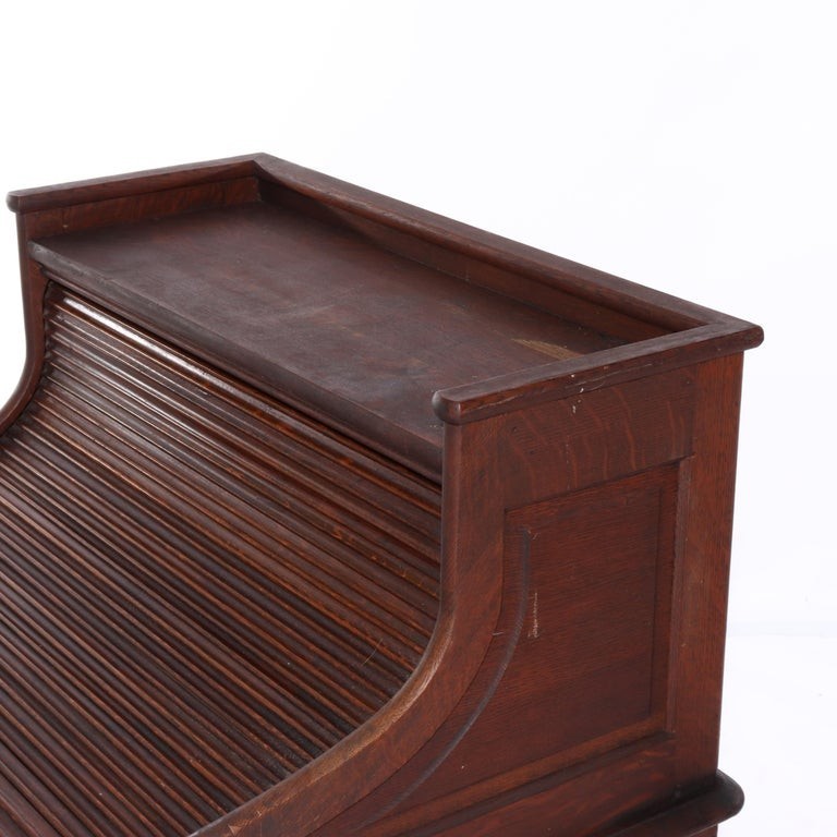 RJ Horner Oak Ladies Roll Top Desk C1910