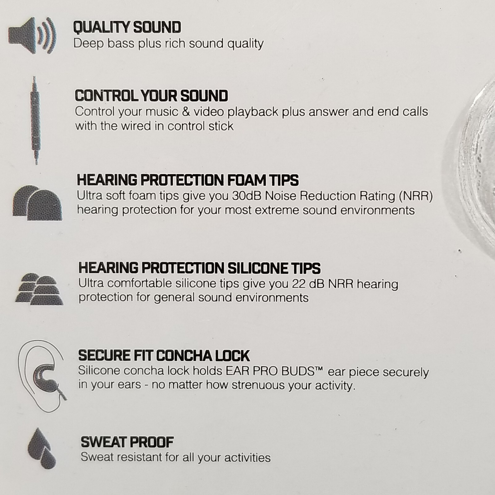 AXIL EAR PRO BUDS Hearing Protection Shooting Earbuds, Sound Control, Wired, NEW