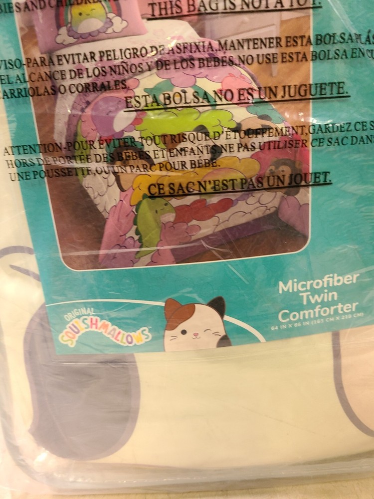 Original Squishmallows Soft Reversible Microfiber Comforter TWIN (64” X 86”)