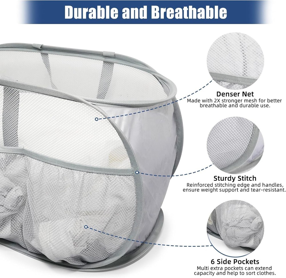 Collapsible Laundry Baskets 4 Pack Pop Up Hamper Mesh Foldable Clothes Bin
