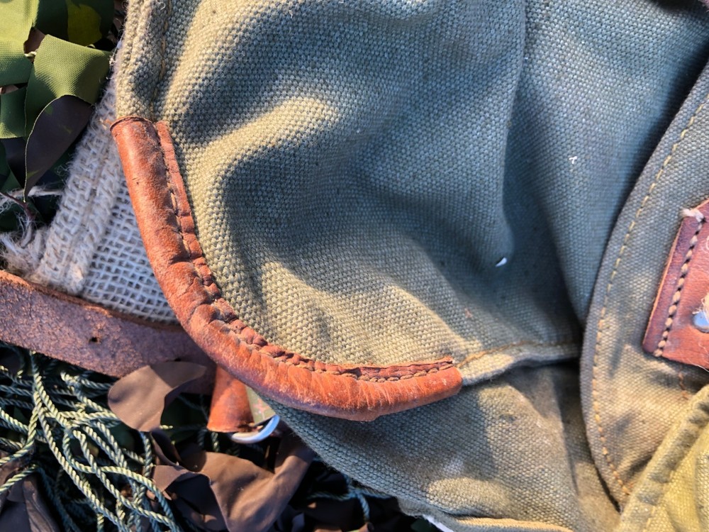 Romanian Army Olive Green Canvas and Leather Backpack