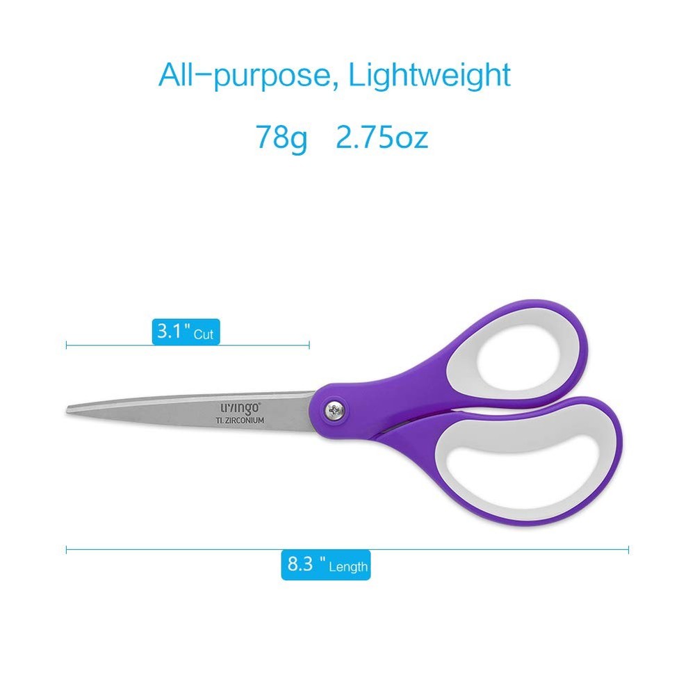LIVINGO Scissors All Purpose, Student School Scissors, Sharp Titanium Coated ...