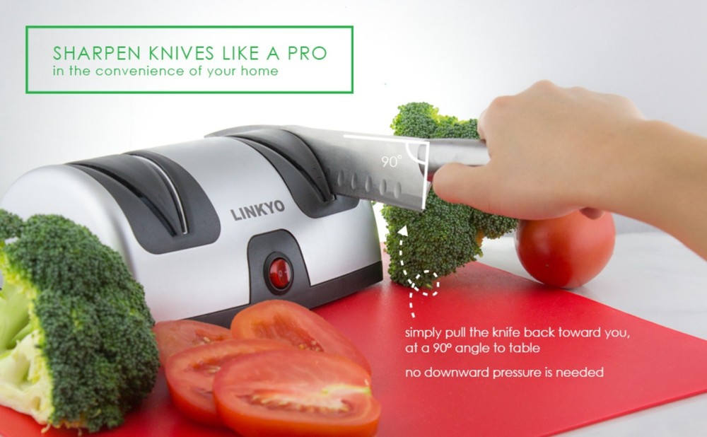 Linkyo Electric Knife Sharpener - Professional Kitchen 2 Stage Sharpening
