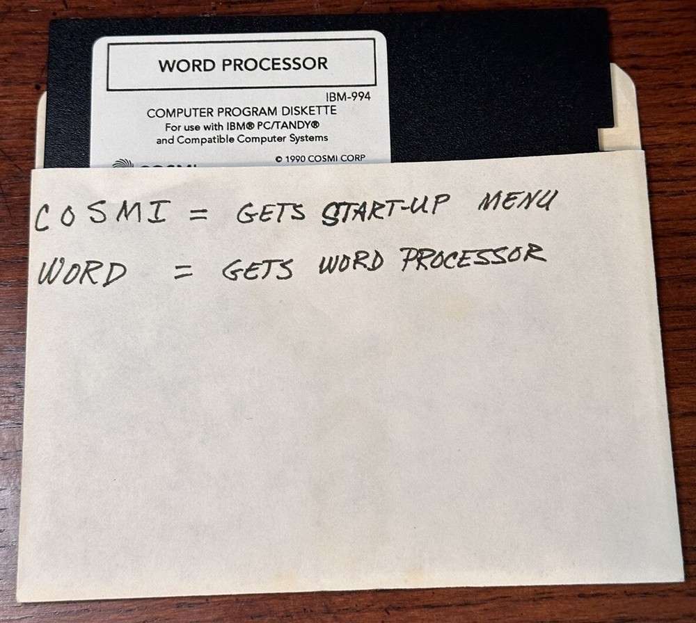 Cosmo Corp Computer Program Diskette IBM PC Tandy Word Processor 5.25” Floppy