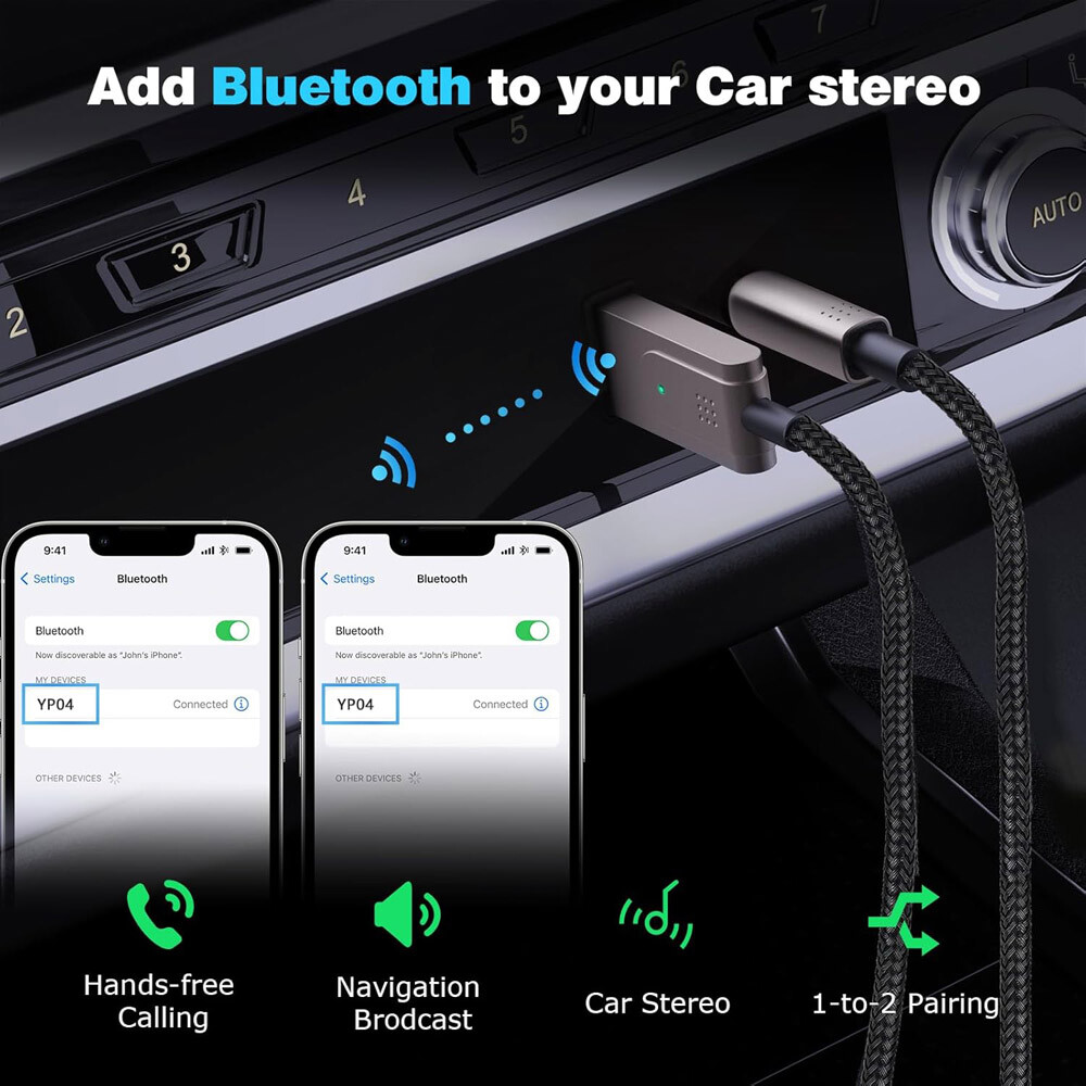 New Aux to Bluetooth 5.1 Adapter 3.5mm Bluetooth Receiver Microphone For Cars