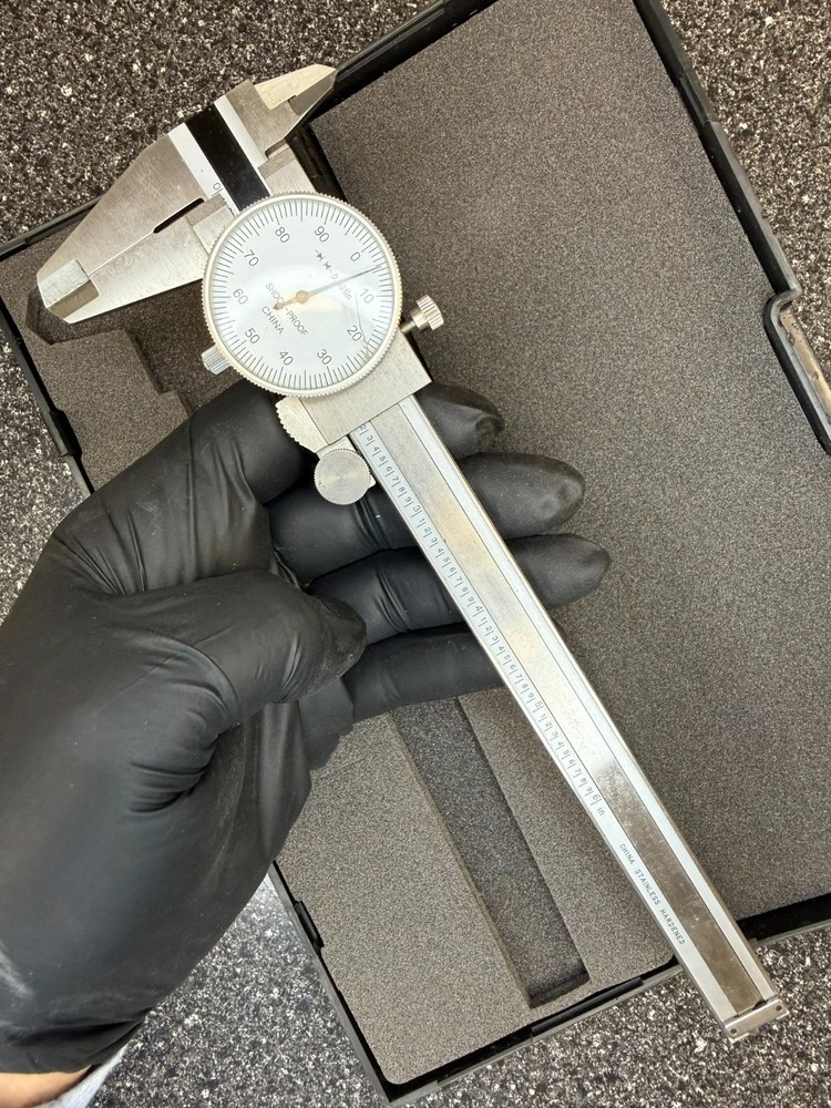 9.5" DIAL CALIPERS .001" STAINLESS HARDENED + CASE