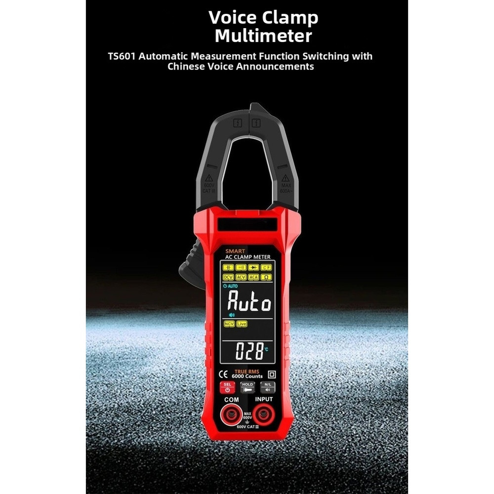 TS601 Fully Automatic Clamp Meter for AC DC Voltage Current Resistance Temp