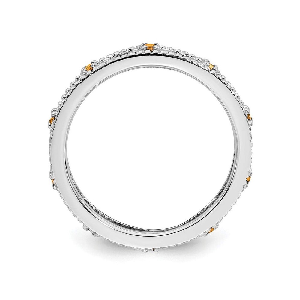 Solid Sterling Silver Stackable Expressions Citrine Ring 9