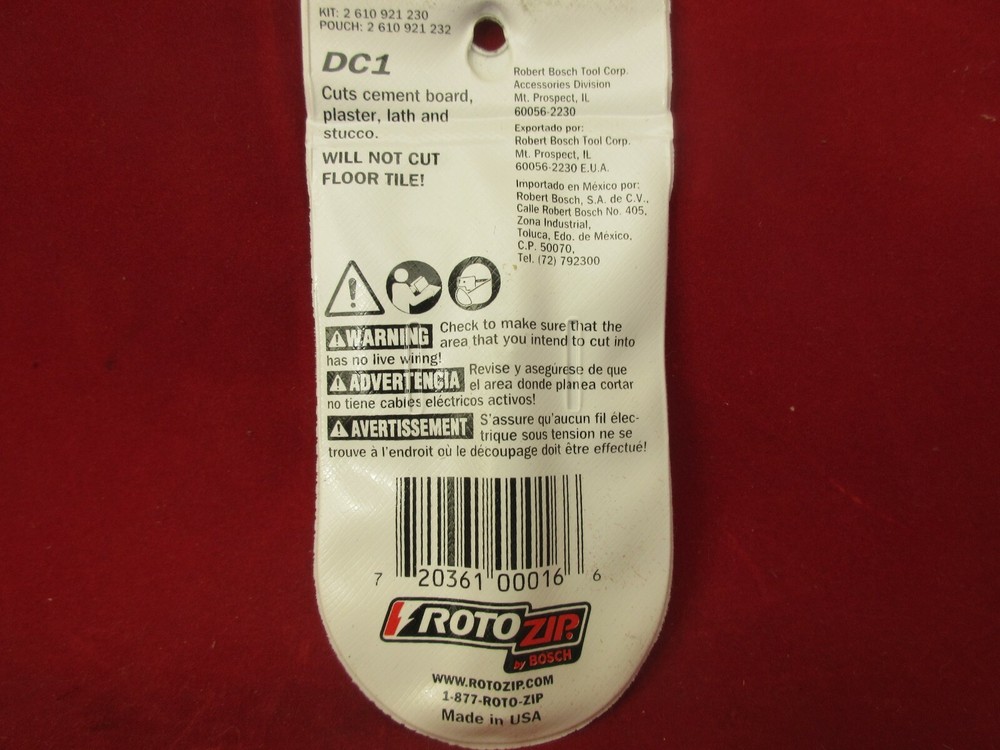 RotoZip DC1 Cement Board & Plaster Bit