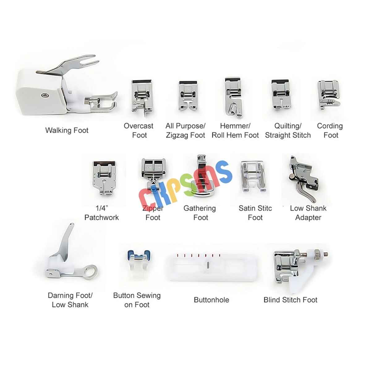 15PCS Snap-On Presser Feet Fit Singer, Brother, Janome, Elna Low Shank Sewing