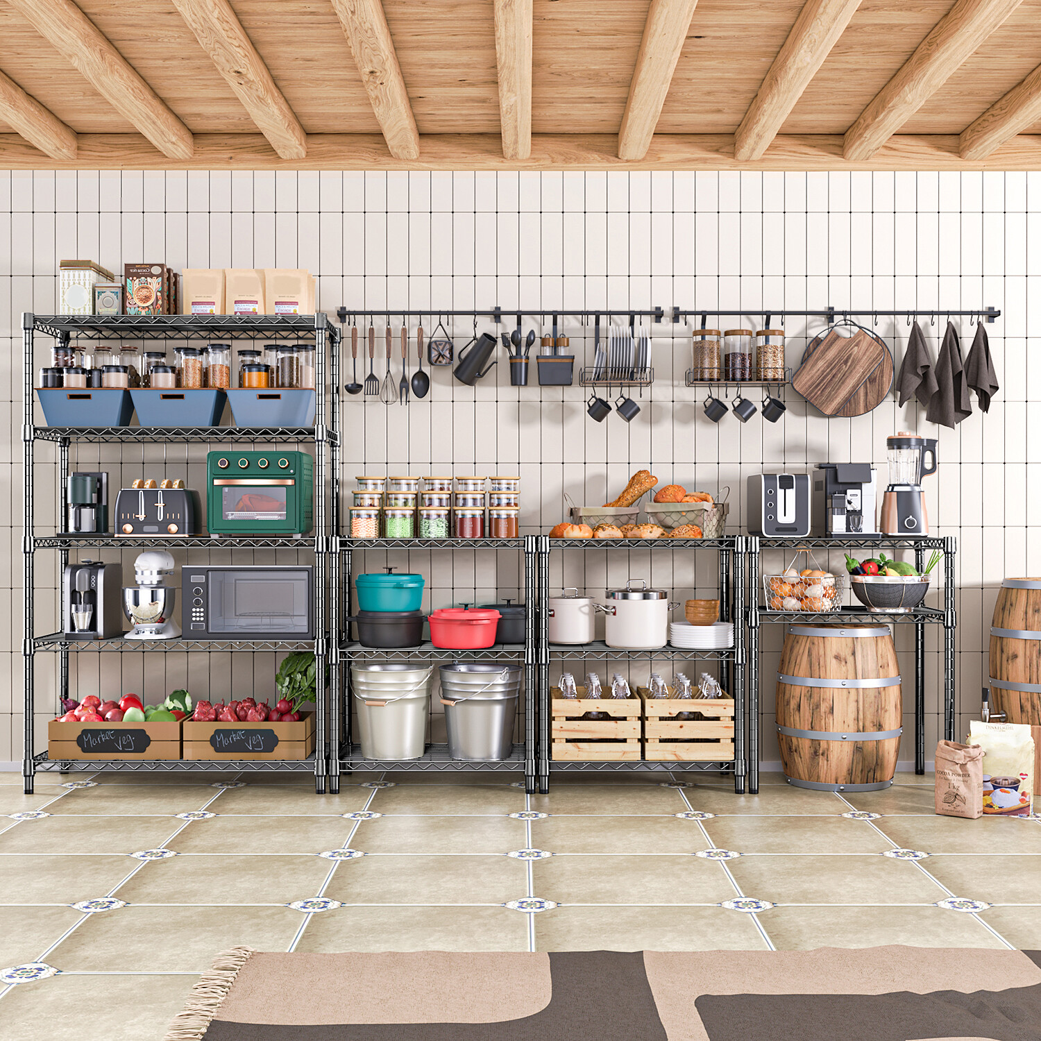 Heavy Duty 5 Tier Metal Wire Shelf Shelves Shelvings Garage Warehouse Rack 72 in