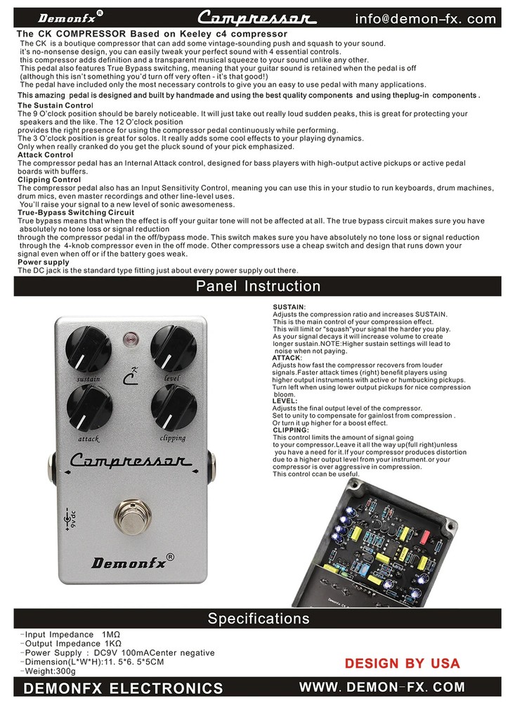 High Quality 4-Knob Compressor Guitar Effect Pedal Compressor With True Bypass