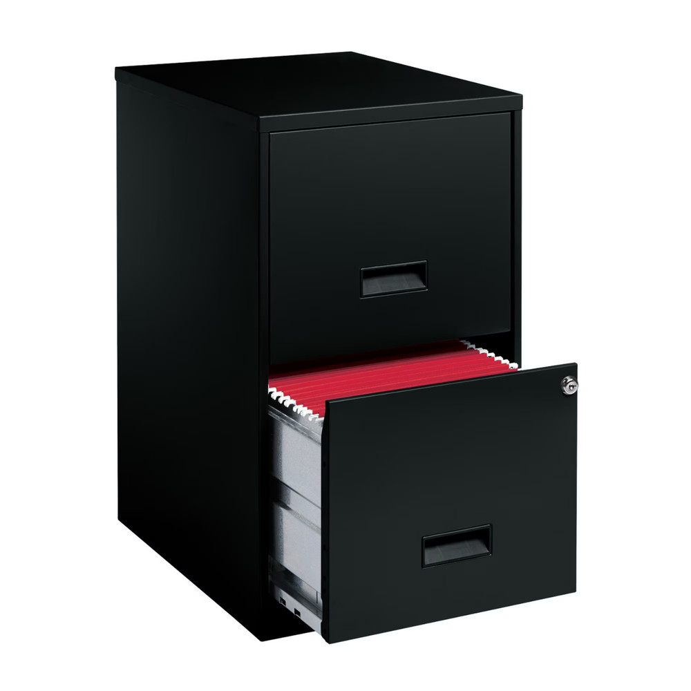 New 18" Deep 2 Drawer Letter Width Vertical File Cabinet, Secure Locking, Black