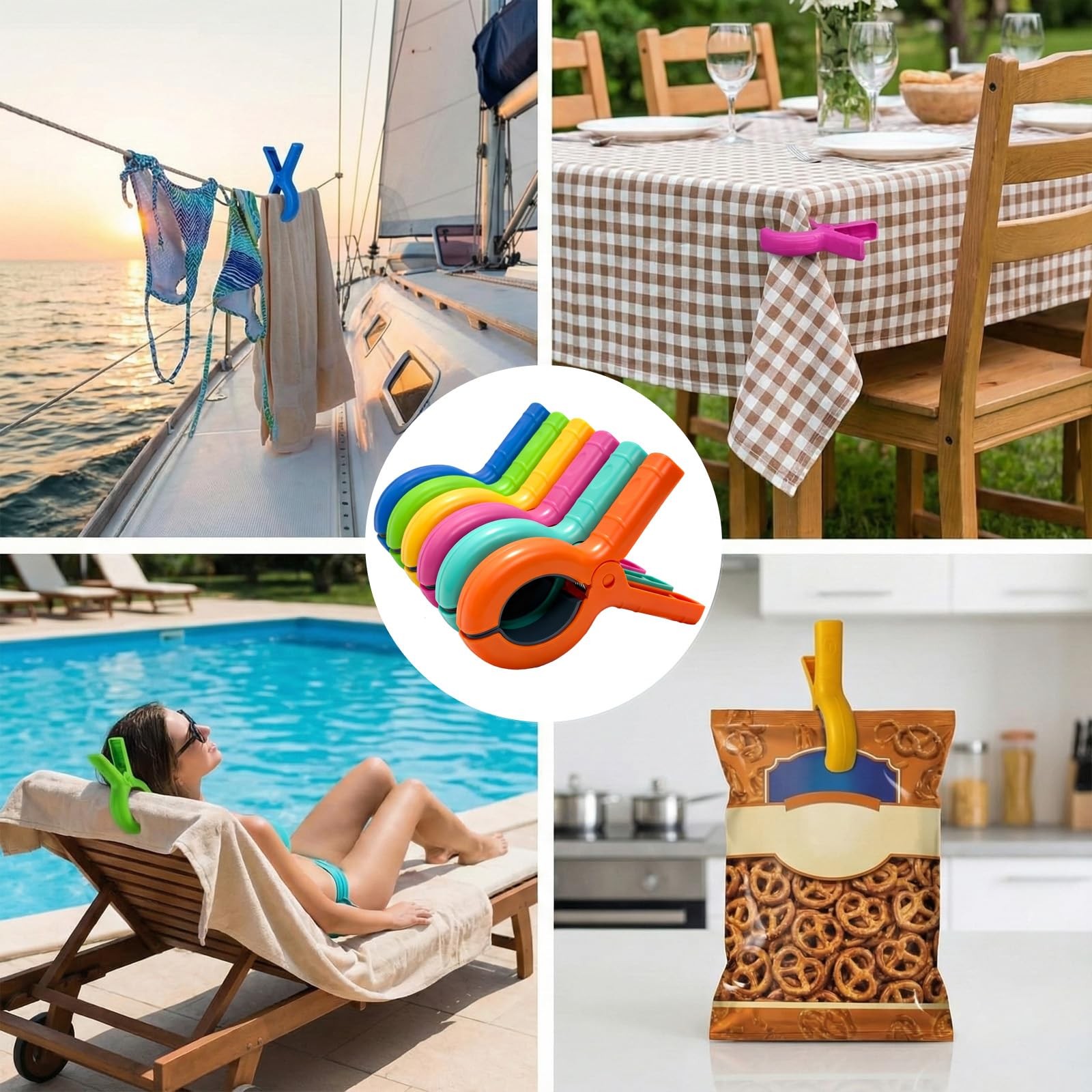 Large Beach Towel Clips for Beach Chairs, 6 Pcs Heavy Duty Towel Holder for C...