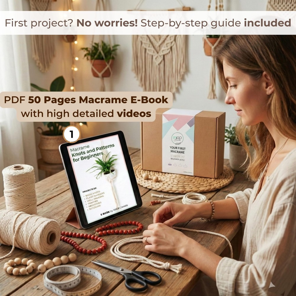MIGO Creates Macrame Kits for Adults Beginners with 126 Small, E-Book Version