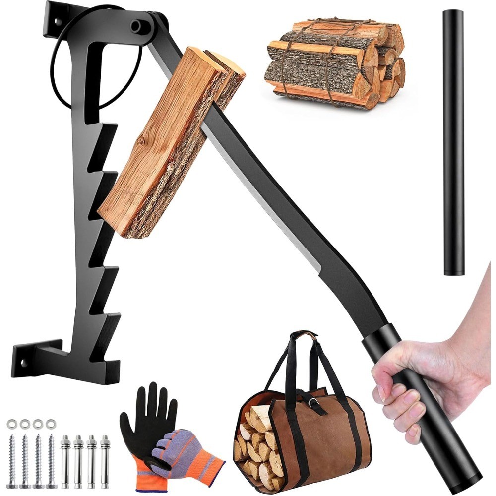 Manual Log Splitter Wall Mount Kindling Splitter with Extended Handle for Soft