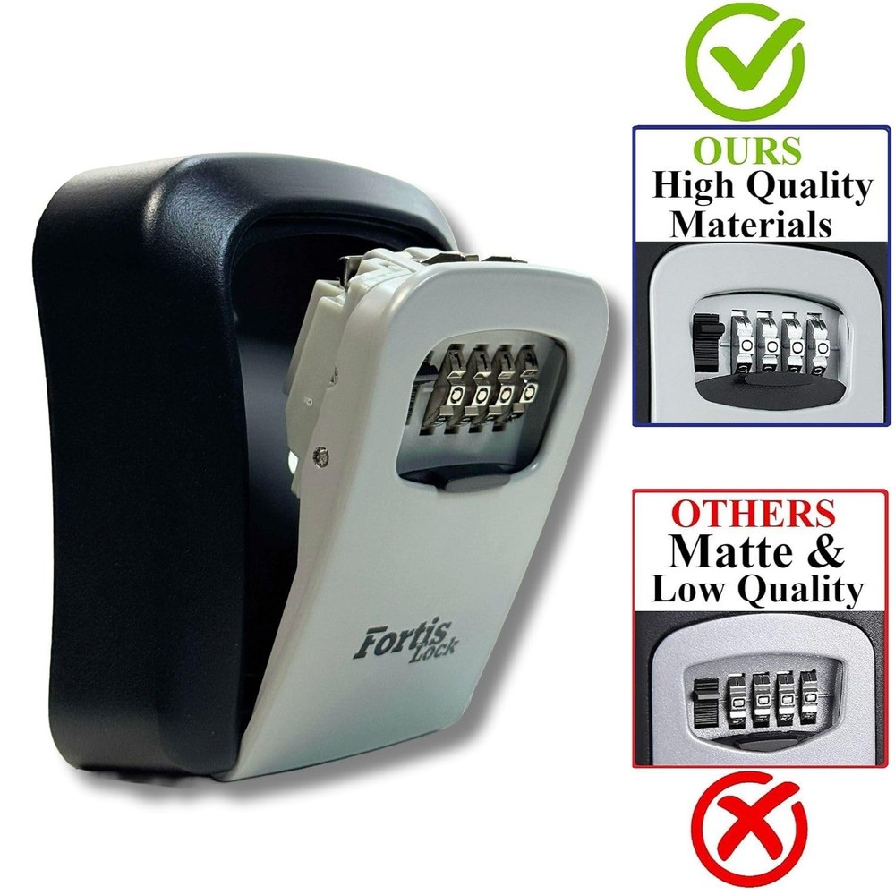 Lock Box for Keys with Code, Wall Mount Key Lock Box Combination, 4-Digit Res...