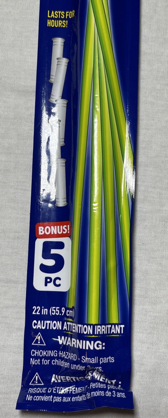 NEW! (Pack of 5) Green Glow Stick Necklaces w/ Connectors *FREE SHIPPING*