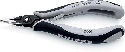 5 1/4"Electronics Pliers-Half Round Tips, Cross-Hatched, ESD Handles