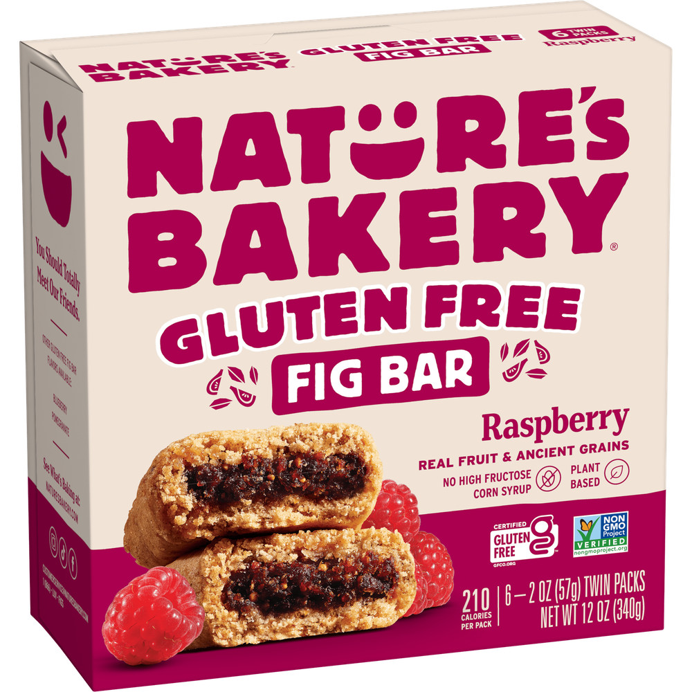 Gluten Free Raspberry Fig Bars, 2 oz Each, 6 Twin pack Box