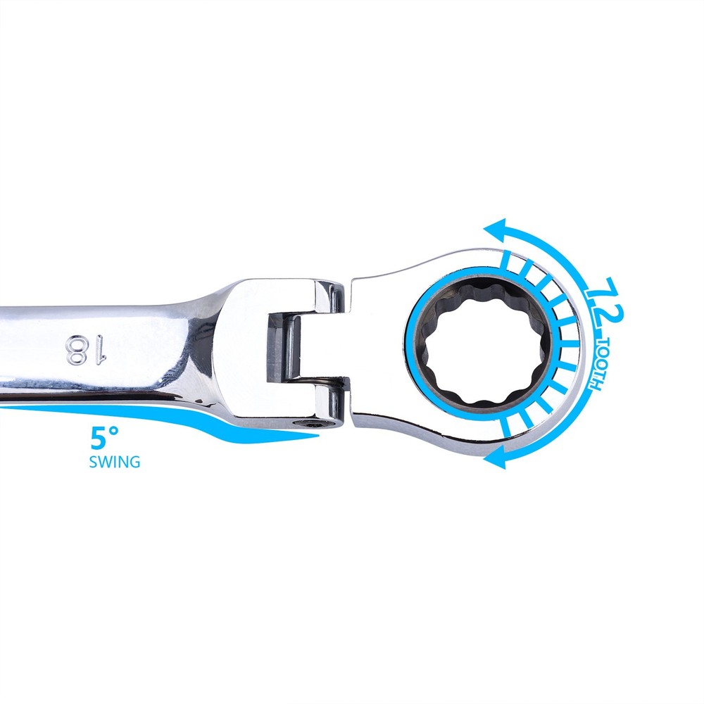 Ratcheting Spanner Set, 6Pcs 8-19mm Multifunction Double Head Metric Flexible