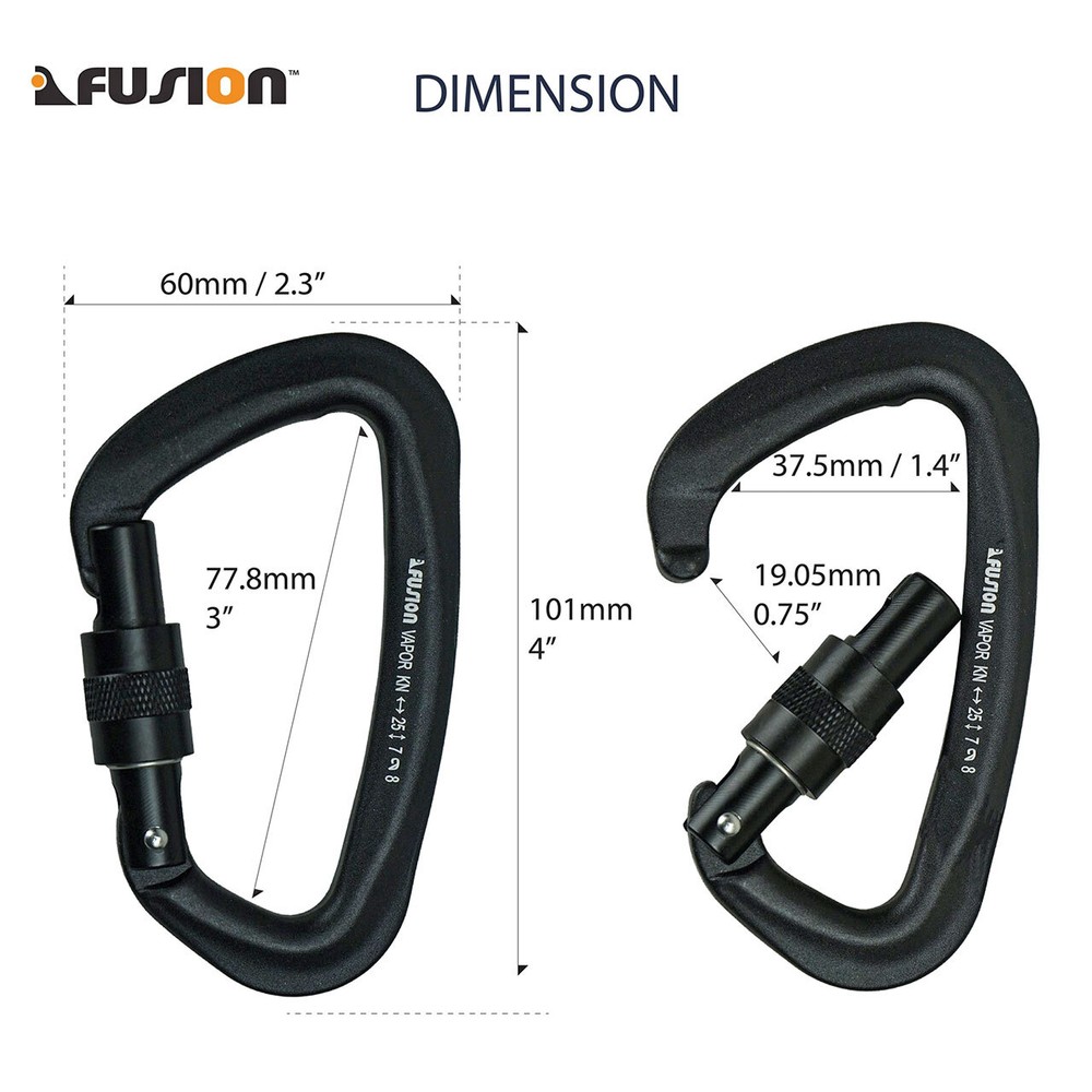 Fusion FP-8122 Vapor Screw Gate Modified "D" Carabiner