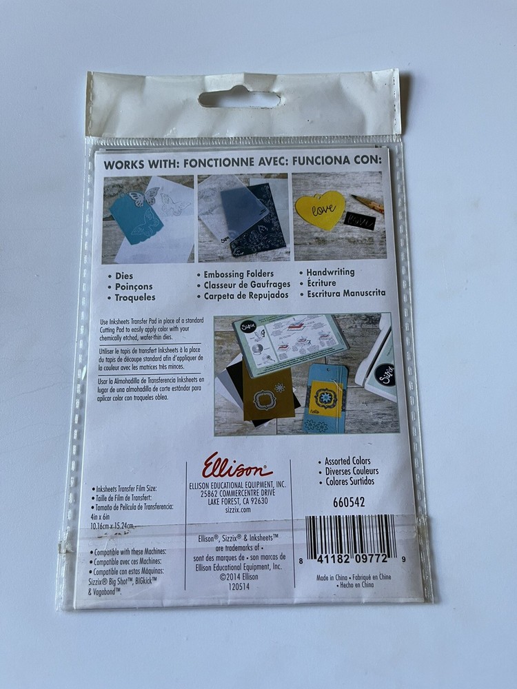 Sizzix Inksheets Transfer Film Assorted 4" x 6" 5 Sheets 660542