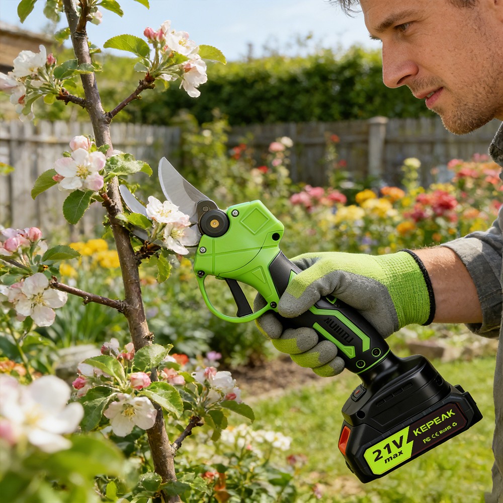Electric Pruning Shears Cordless Pruner Brushless Branch Cutter & 2 Batteries