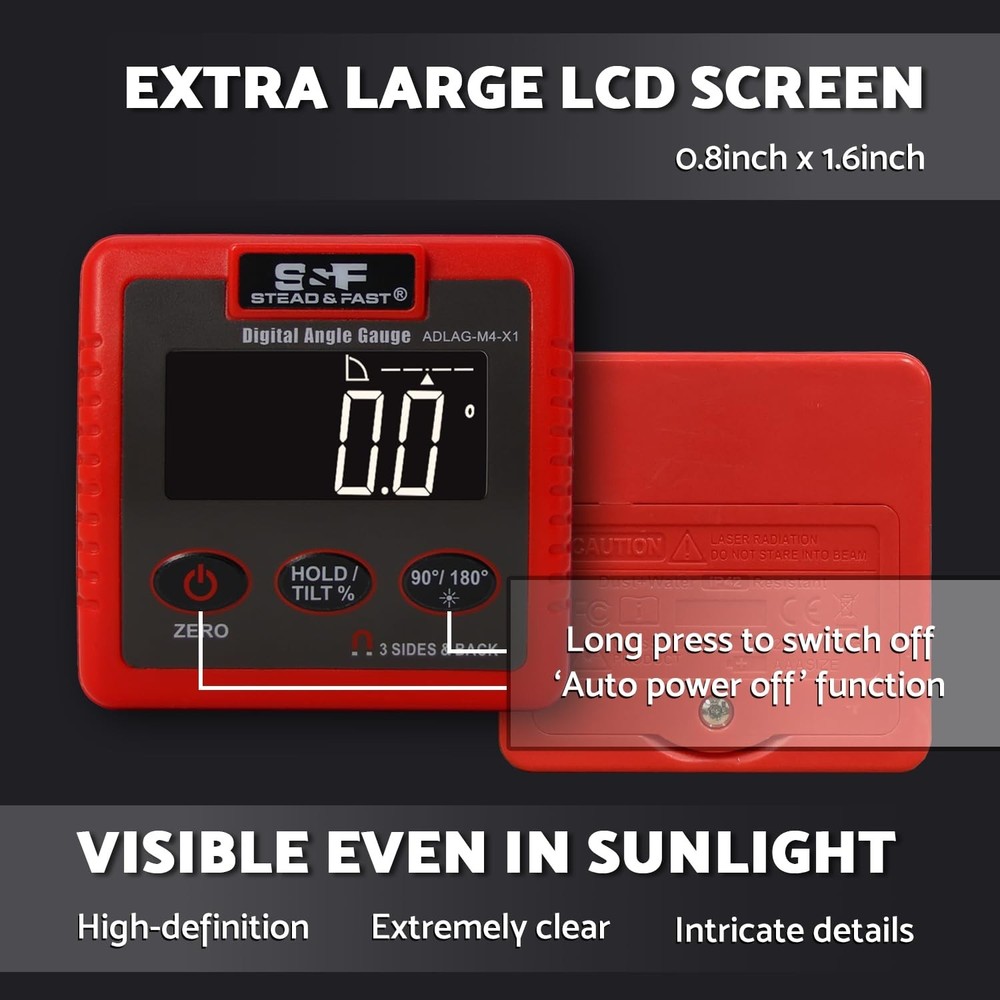 Digital Angle Finder Magnetic with 4 Surface Magnets, Large LCD Display Digit...