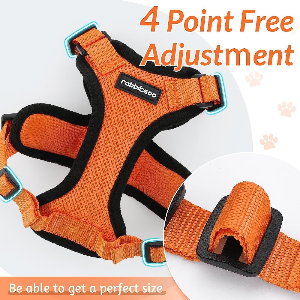 rabbitgoo Cat Harness and Lead Escape Proof Adjustable Reflective Vest Orange