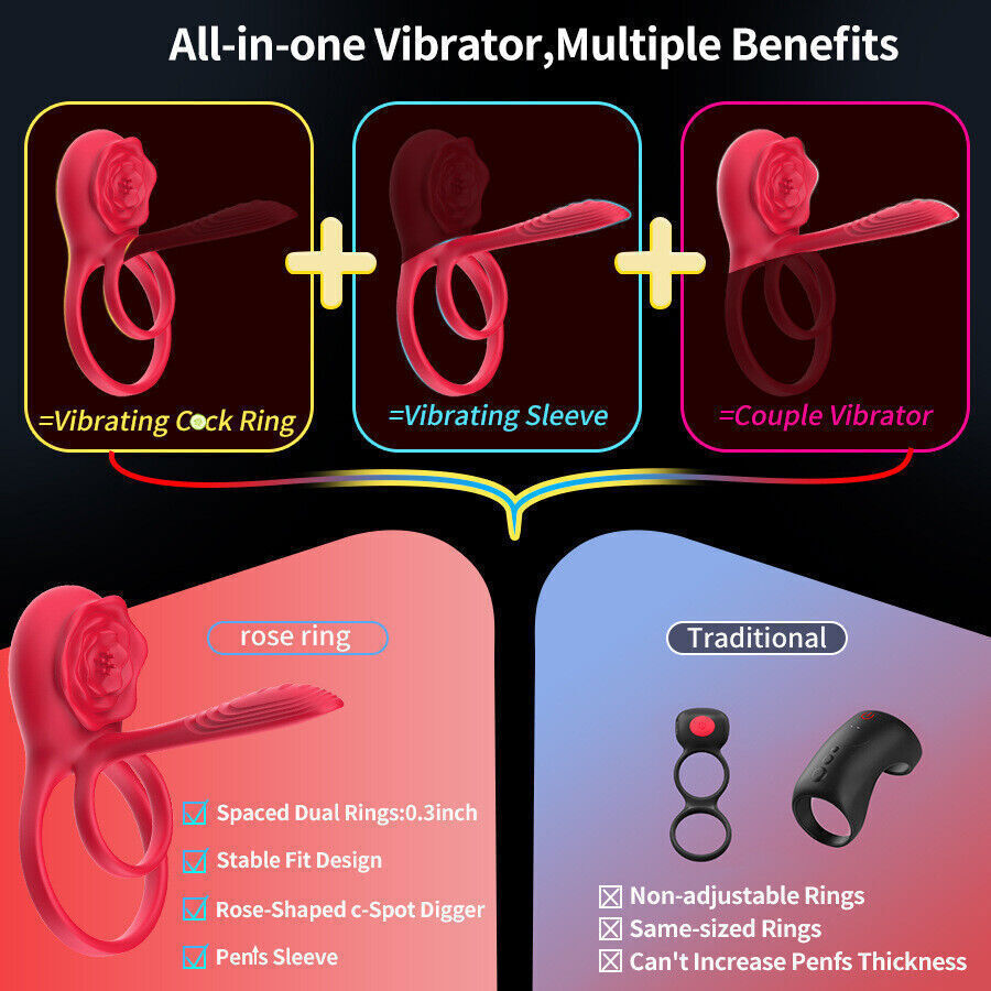 Penis Cock Ring Vibrator G-spot Dildo Massager Sex Toys For Women Men Couples