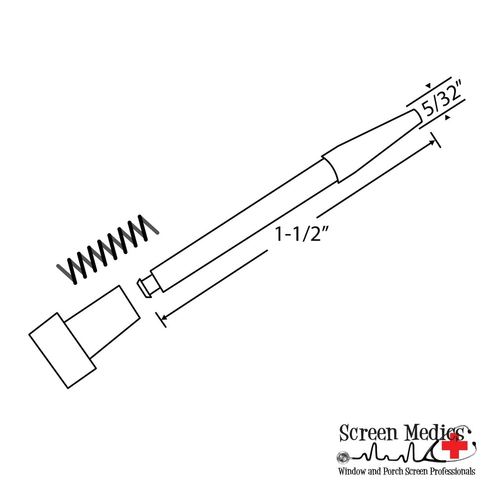 10 Pack - Tapered Plunger Pull Pins w/cap & spring for window screens