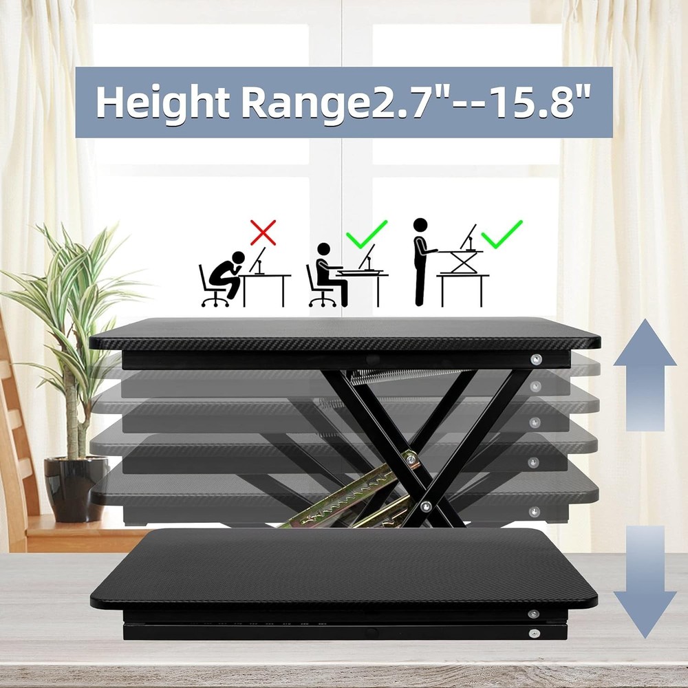 Ergonomic Black Pattern Desk Riser - Adjustable Standing Desk 23.6" x 15.7"