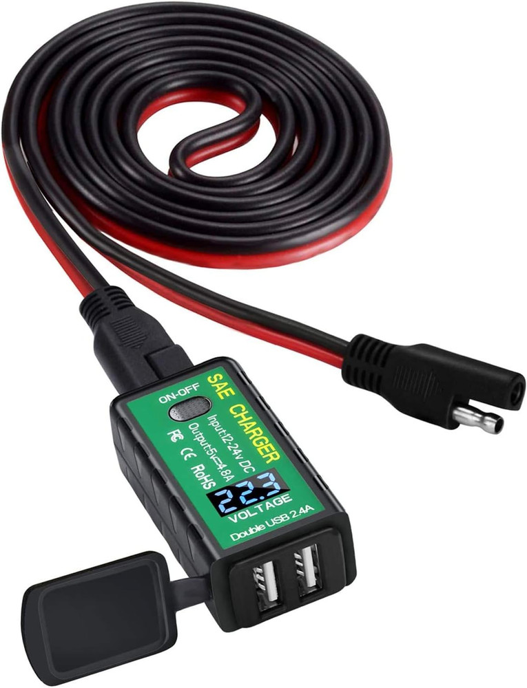 4.8A USB Charger Solar Panel Battery to USB Adapter with Voltmeter & On/Off Swit