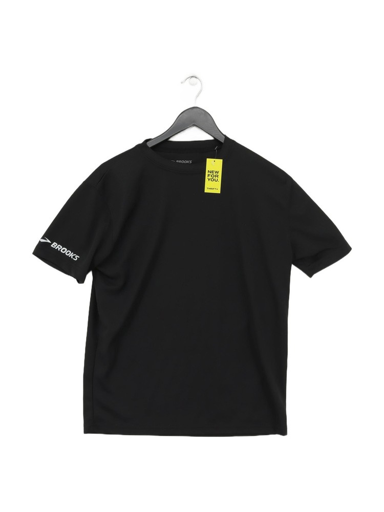 Brooks Men's T-Shirt S Black 100% Polyester Crew Neck Basic