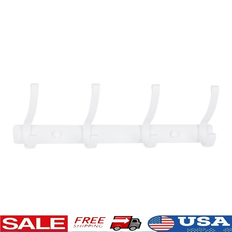 Wall Mounted Coat Hook Rack 4 Heavy Duty Hooks Space Saving Storage Solution New
