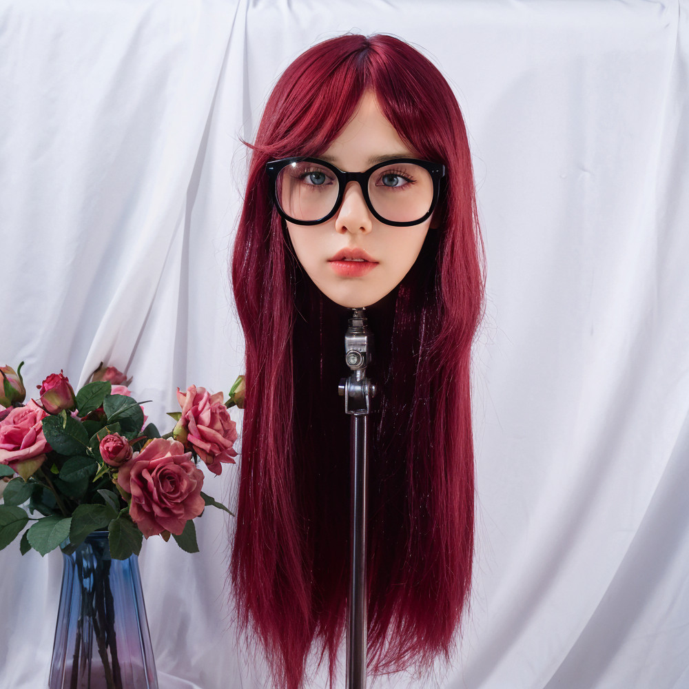 1:1replica of a female head model,made of TPE material,Mannequin Head,burgundy w