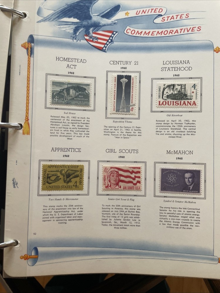 US Commemorative White Ace Album. 1959-1972. 400 Mostly Mint Stamps.