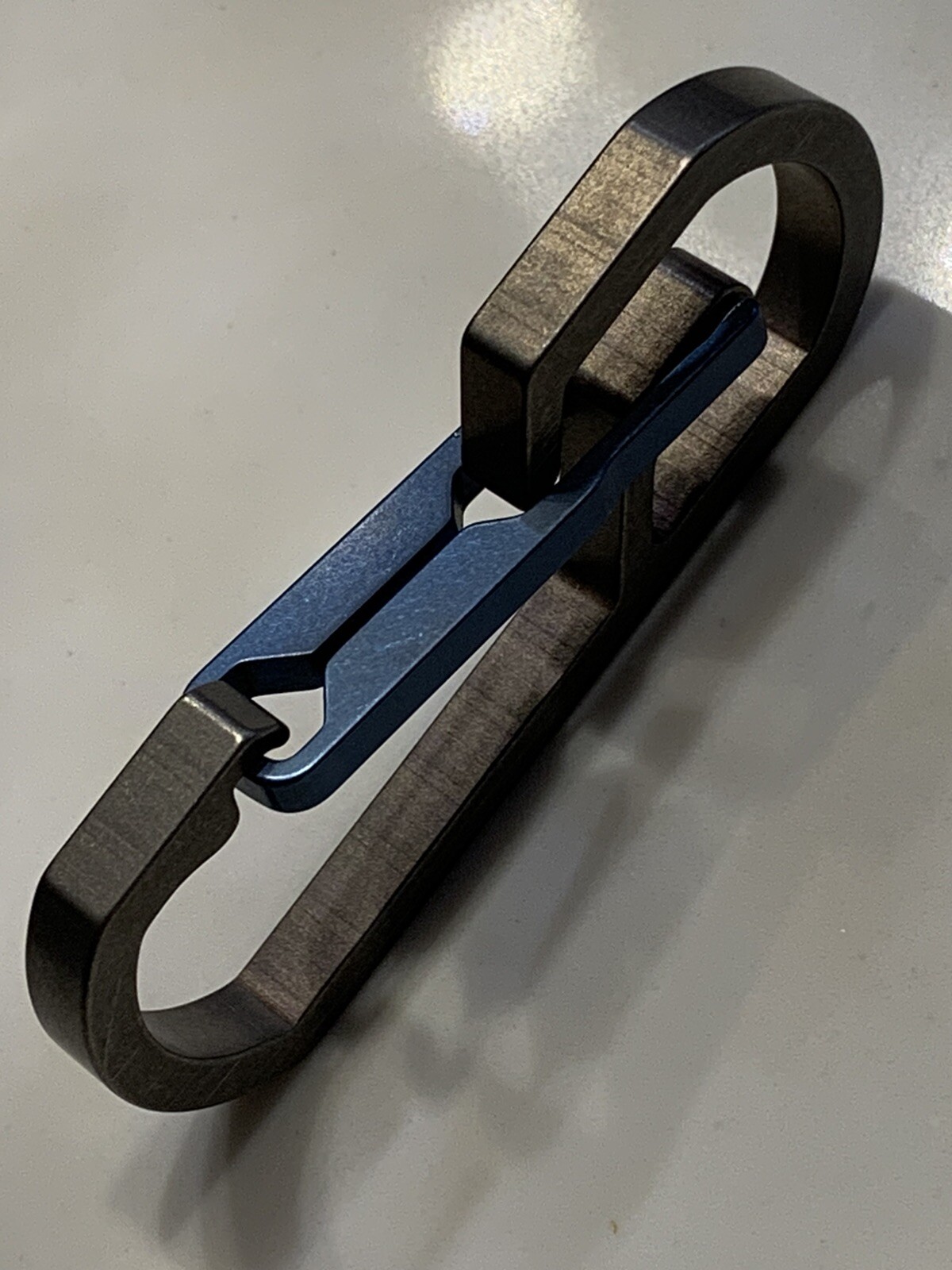 Titanium Carabiner Snap Spring Hook Clip, EDC Keychain, Key Ring, Blue Anodized