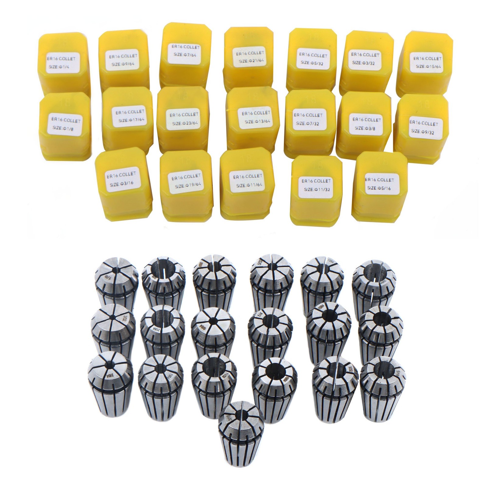 19 Pack ER16 Spring Collet Set For CNC Milling Lathe Tool Engraving Machine