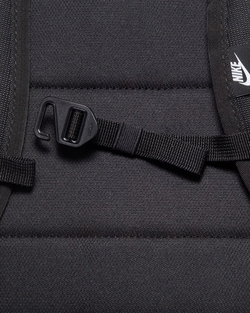 Nike Black Hiking Backpack Adjustable Straps Padded Back Front Zip Side Pocket