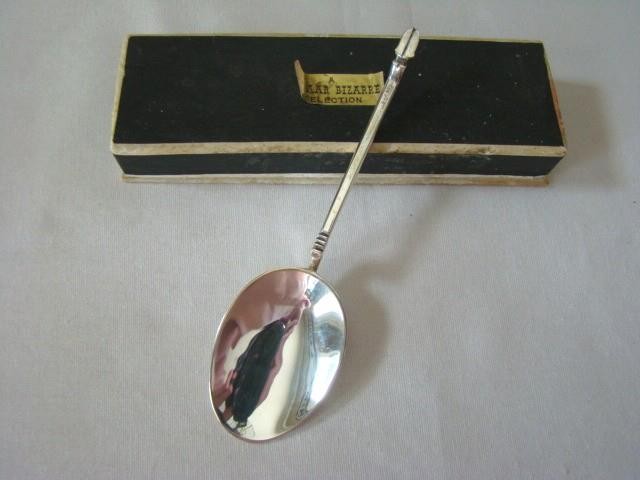 Vintage VIVIAN BURNS IMPORTS Replica HORSE Hoof Tip SILVERPLATE Spoon, Orig. Box