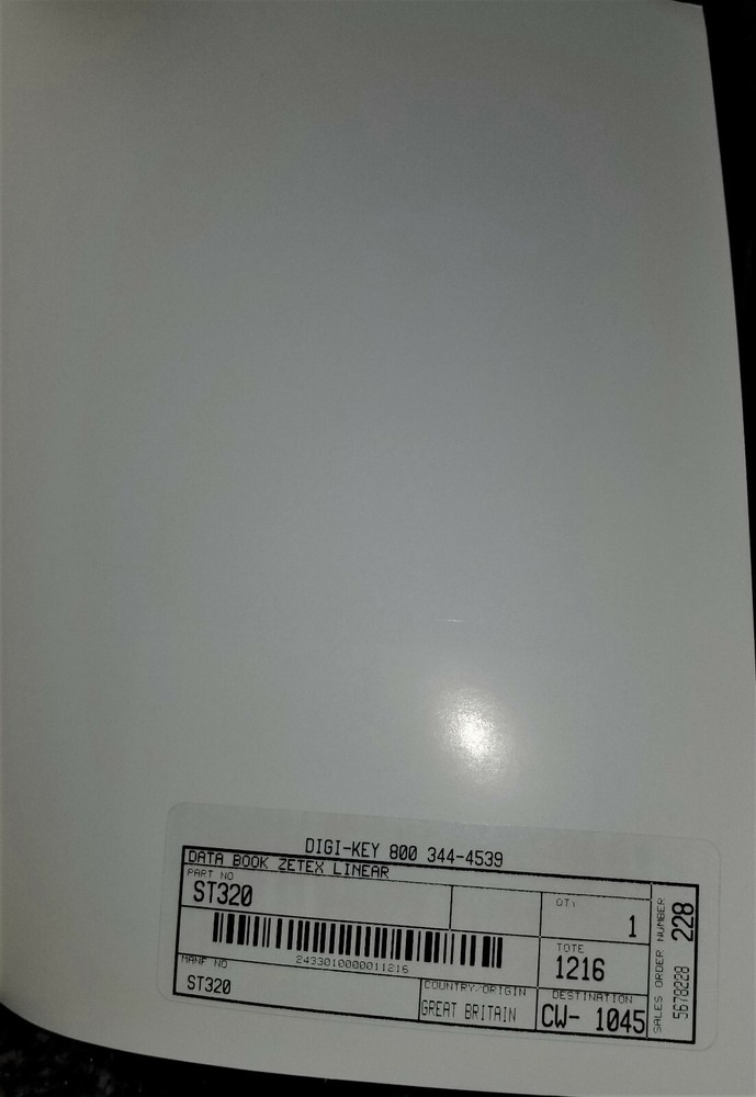 USED 1996 Zetex High Performance Linear Bipolar Integrated Circuits Data Book