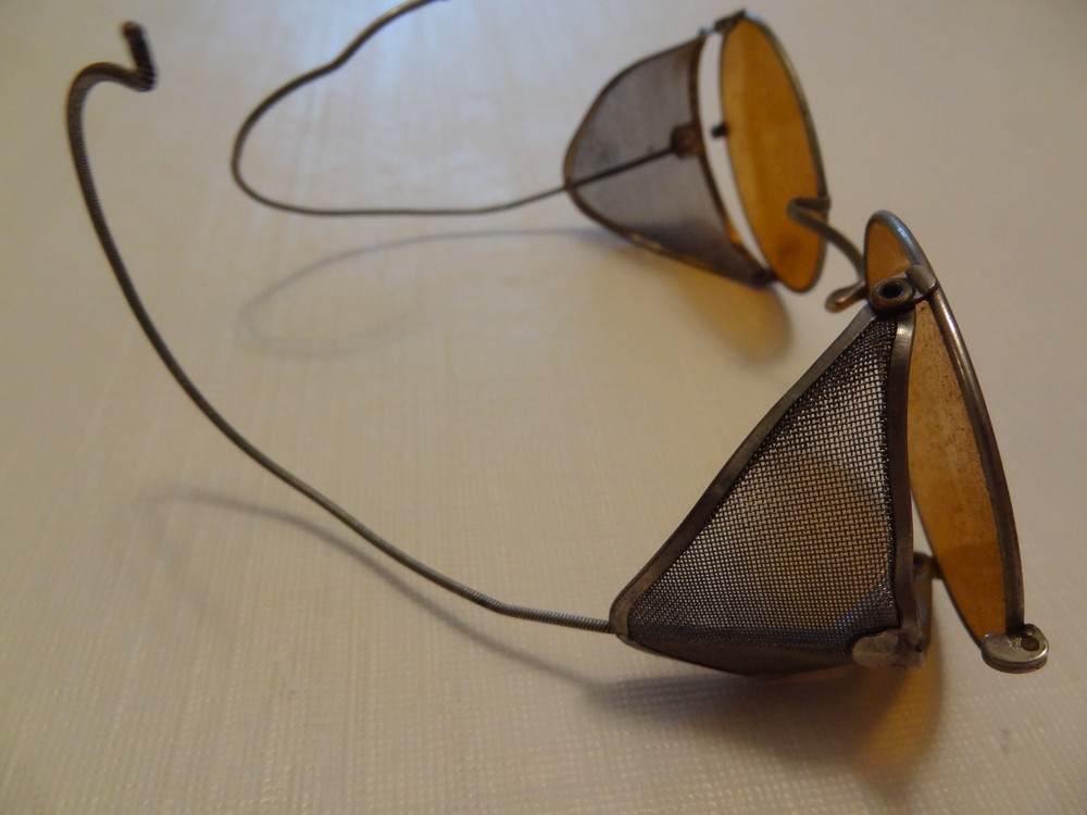 Vintage 1940's WWII Welsh Amber Motorcycle Glasses